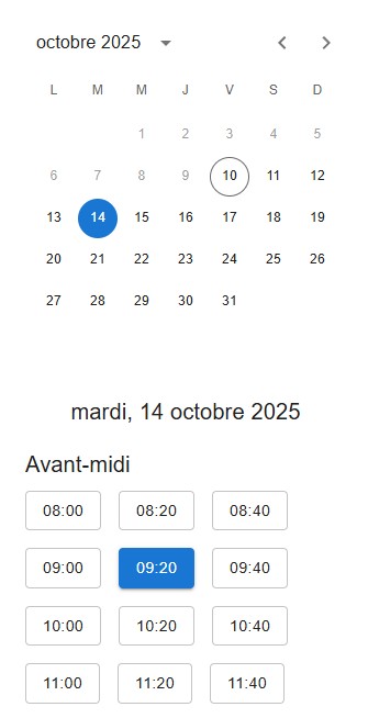 04. Choix d'une date et d'un créneau